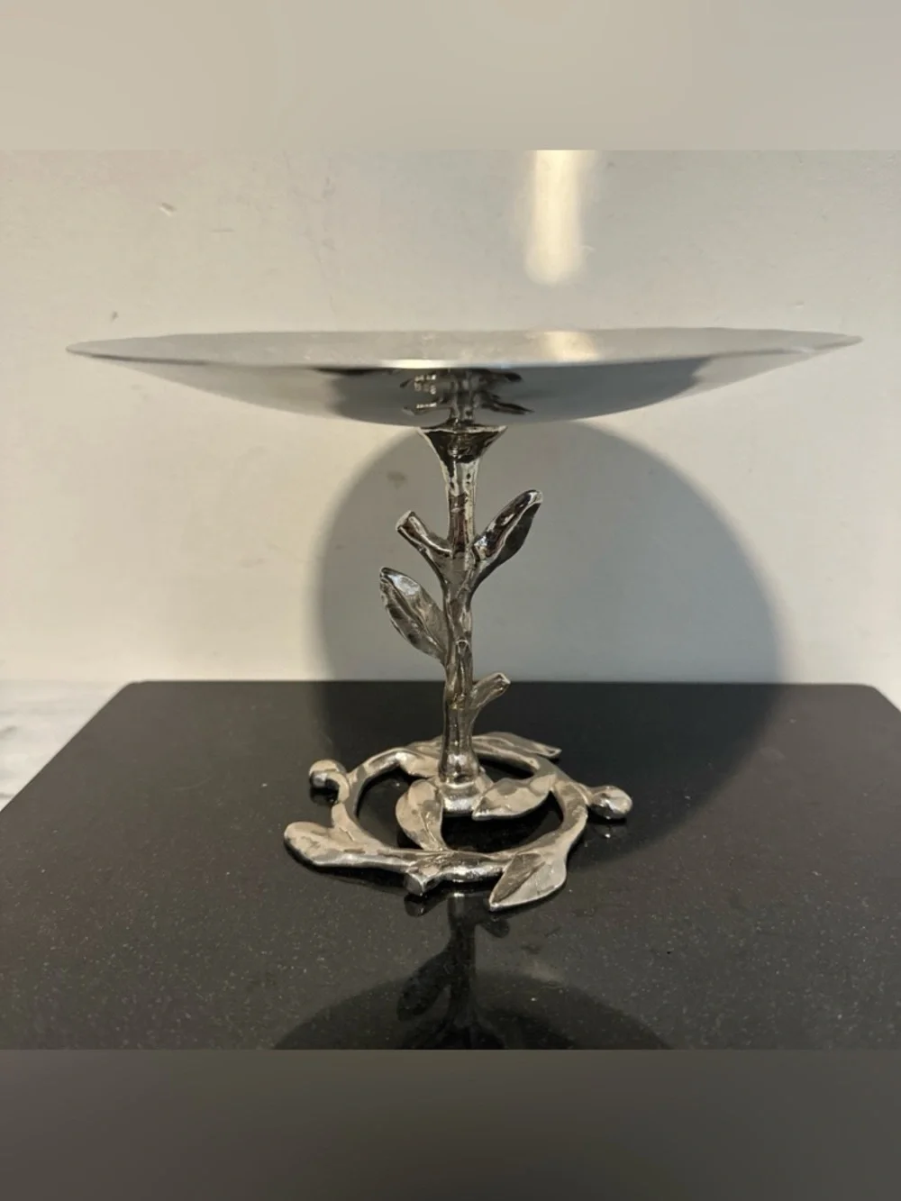 Michael Aram Silver Leaf Pedestal Fruit Bowl - Elegant Home Dining Server